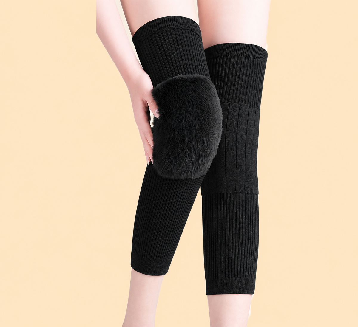 ☁️🧶Fleece-Lined Thermal Knee Warmers with Adjustable Stay-Put Strap