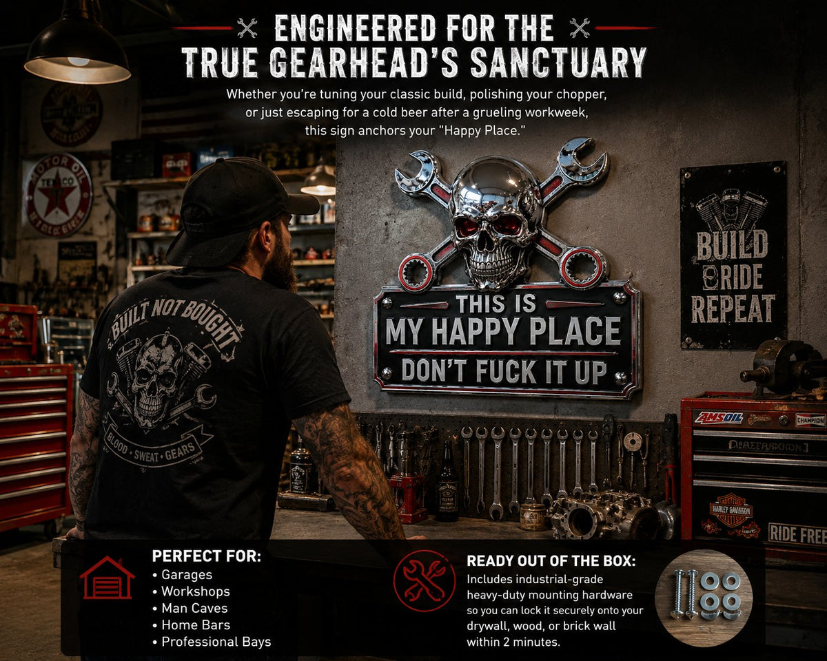 π'This Is My Happy Place' Garage Wall Sign