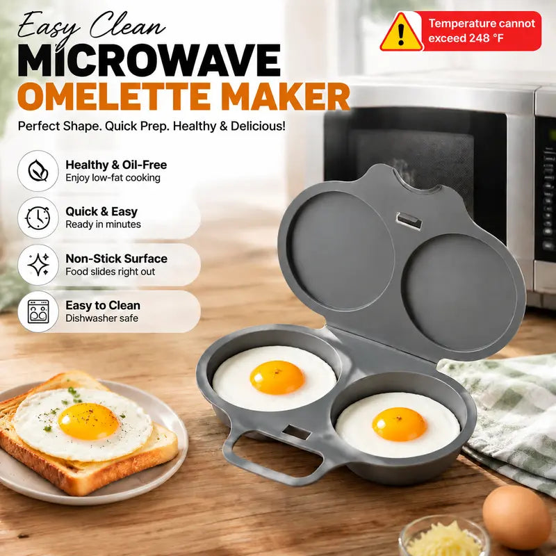 BPA-Free Microwave 2-Cup Egg Steamer Mold (Dark Gray) β Non-Stick Quick Prep Egg Cooker