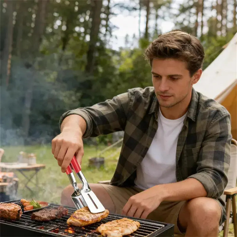 š„2āinā1 Stainless Steel Spatula Tongs | š§¤HeatāResistant Handle BBQ Grill Turner for Steak & Outdoor Grillingš