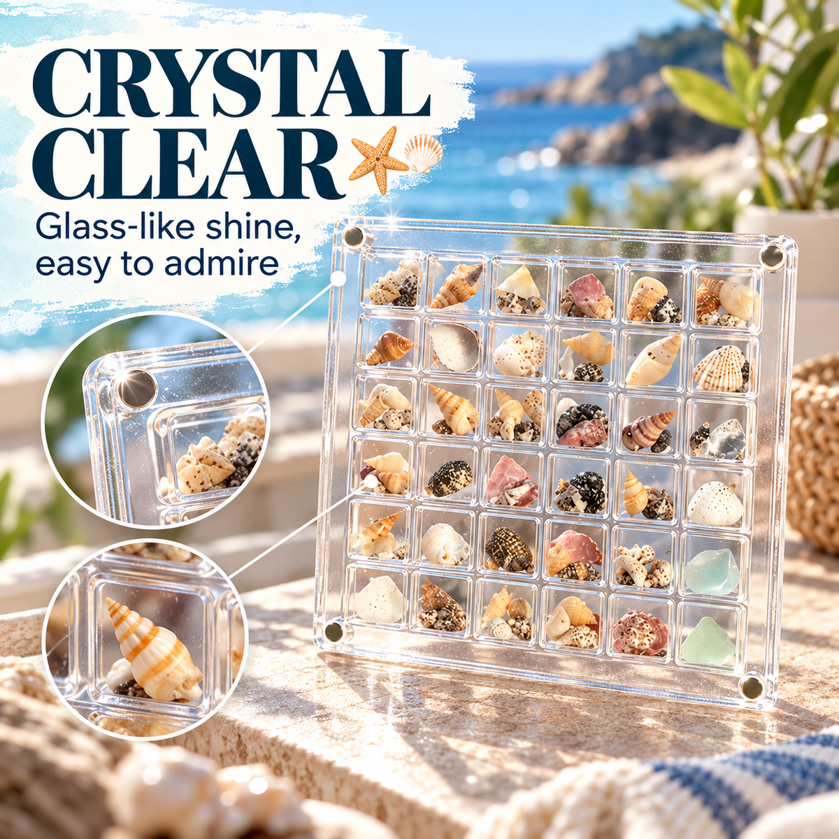 36-Grid Clear Acrylic Organizer Box for Small Collectibles β¨
