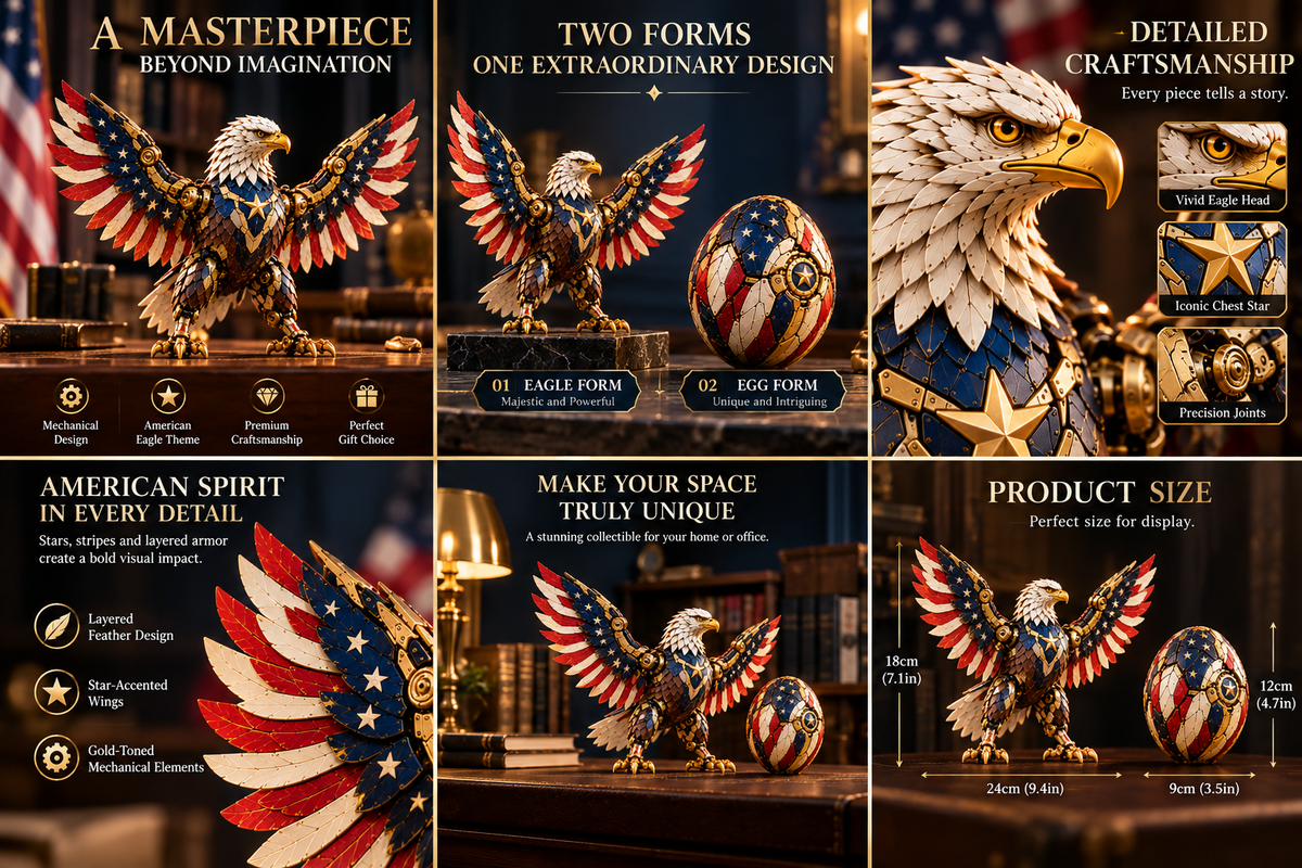 🔥LAST DAY 49% OFF -🦅 American Eagle Transforming Egg – Stars & Stripes Mechanical Figure with Bold Wing Details