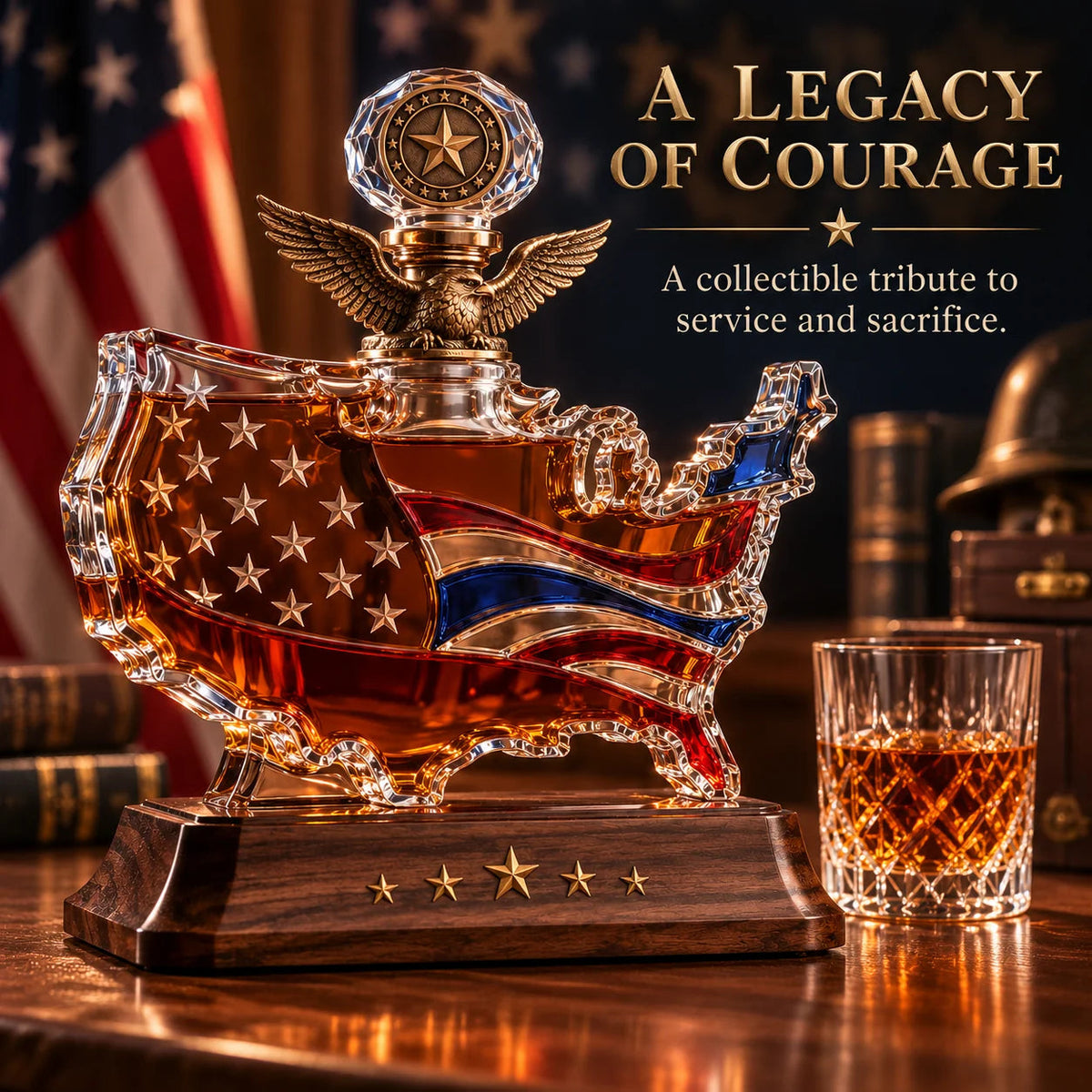 🔥LAST DAY 49% OFF 🎁A TRIBUTE THAT LASTS-Veterans Tribute Crystal Decanter