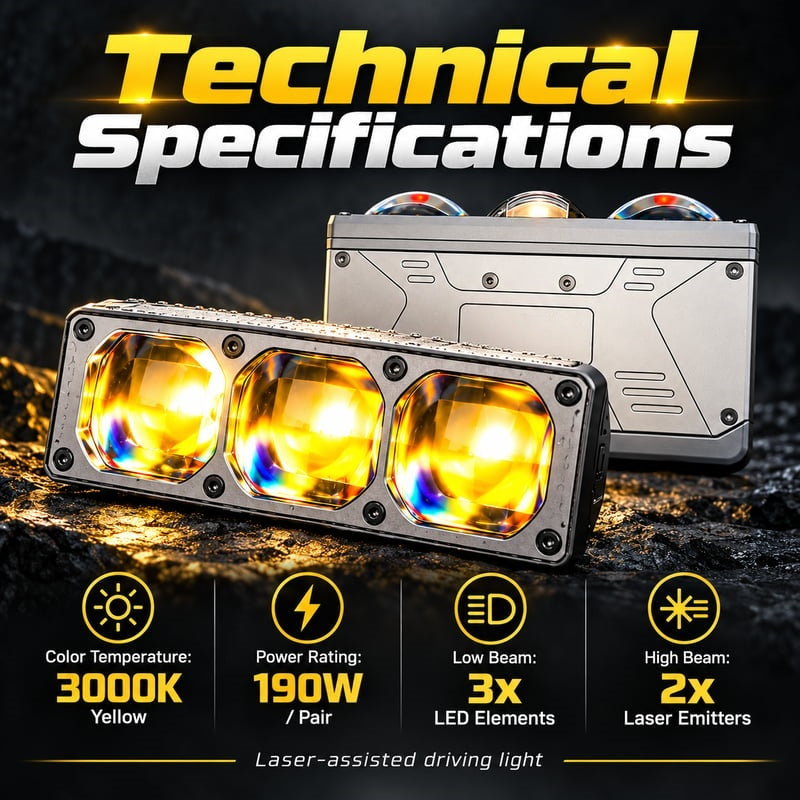 3000K Yellow Laser Headlights | 190W Bi-Laser Matrix 🔦