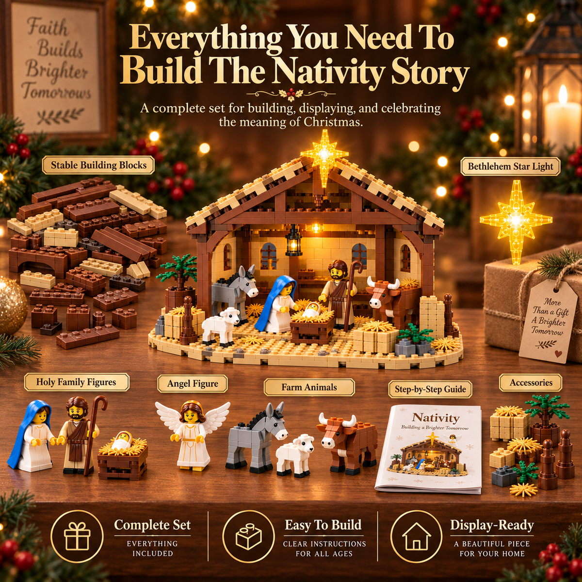 π§±π₯ Last Day 50% OFFπ Build The Christmas Story β Nativity Scene Building Block Set