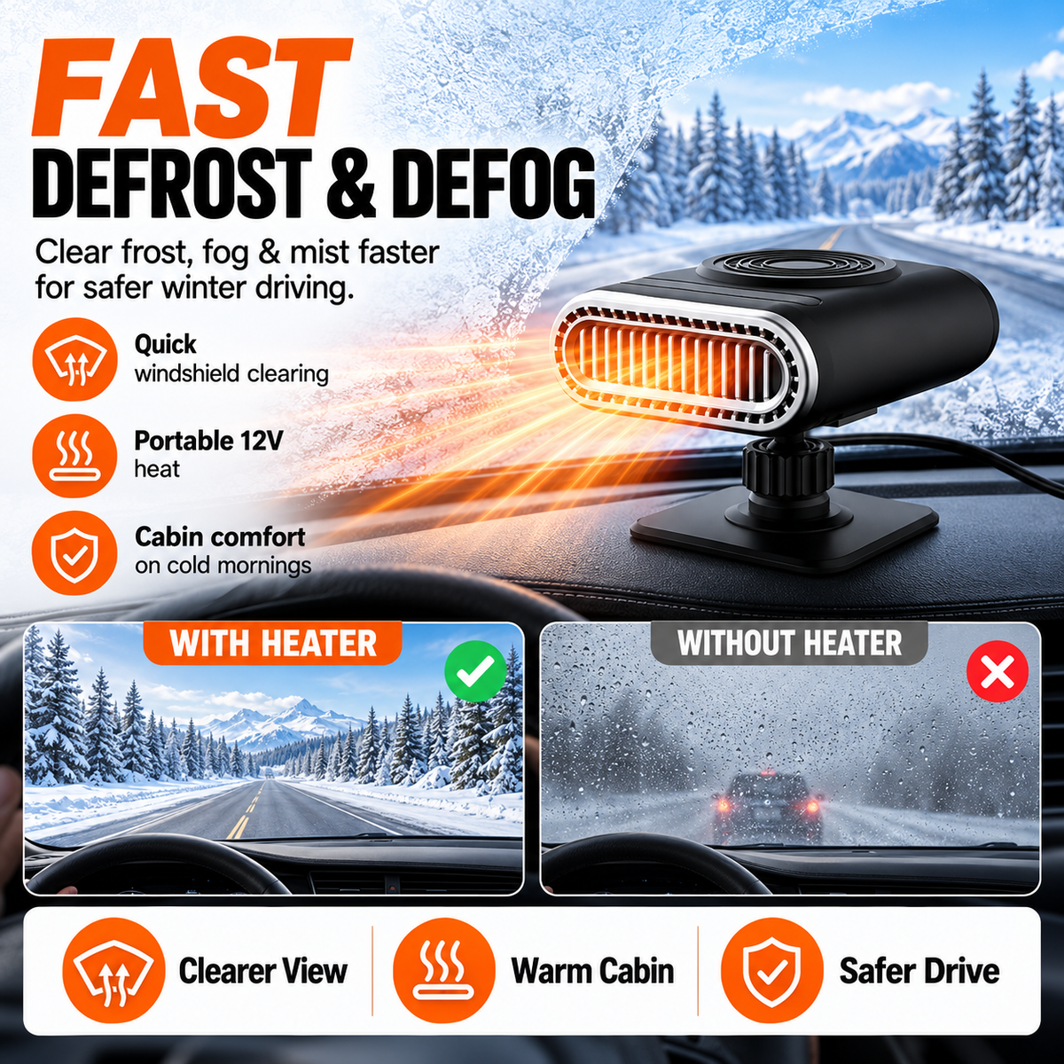 πCar Electric Heater Fan Portable Heater for Car