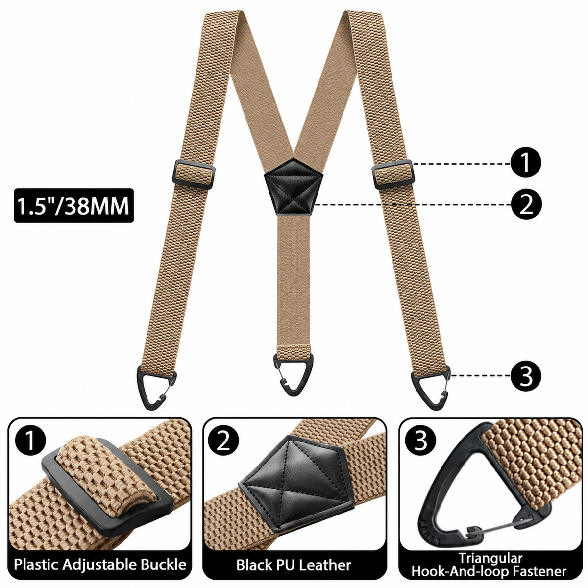 Limited time 50% off-Men's X-Back Suspenders with Hook Clips