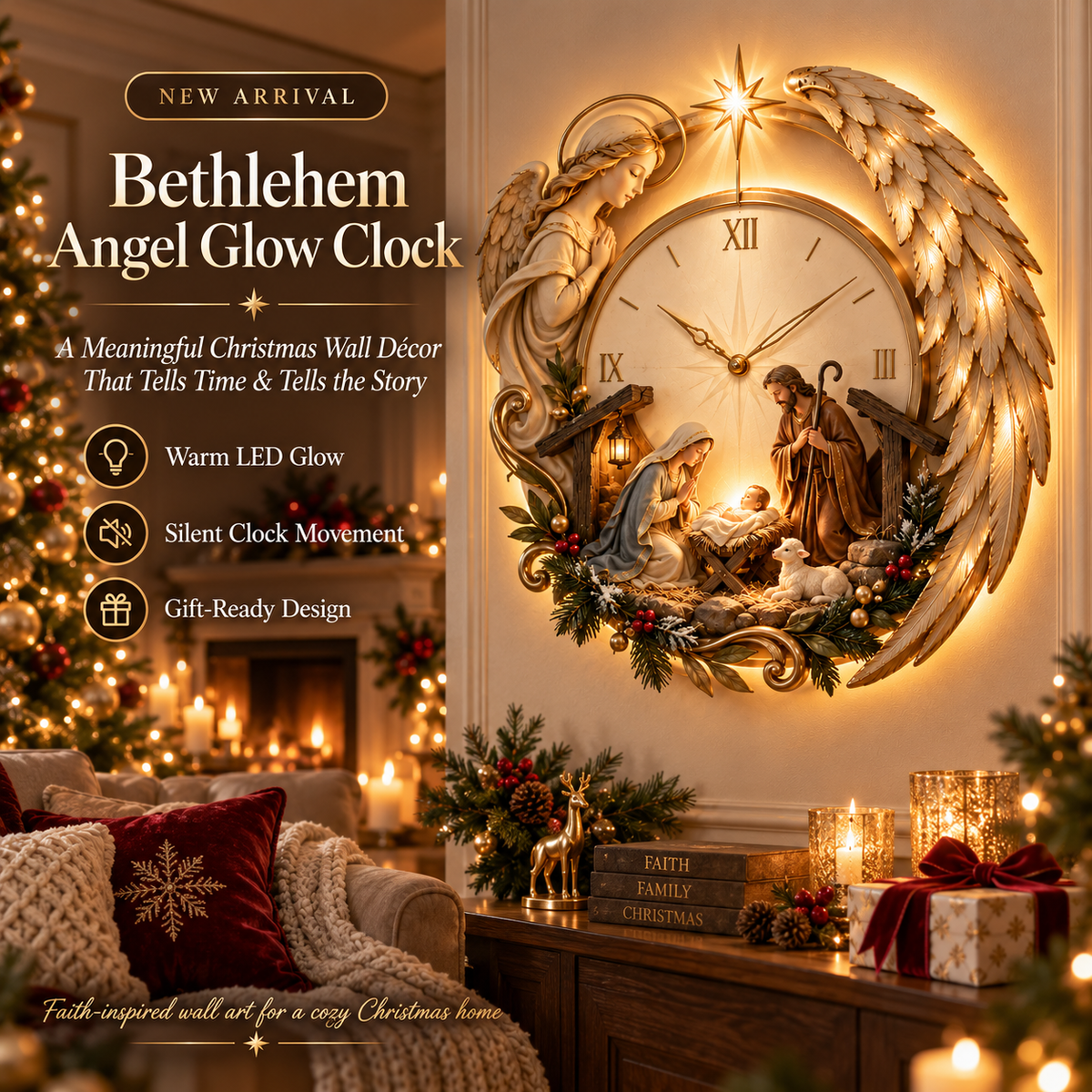 πβ° LAST DAY 50% OFF β¨ Bethlehem Angel Nativity Glow Clock