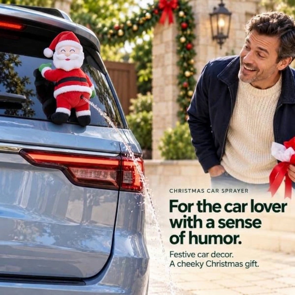 🎄 Funny Water-Spraying Christmas Car Decoration – A Cheeky Holiday Surprise 💦