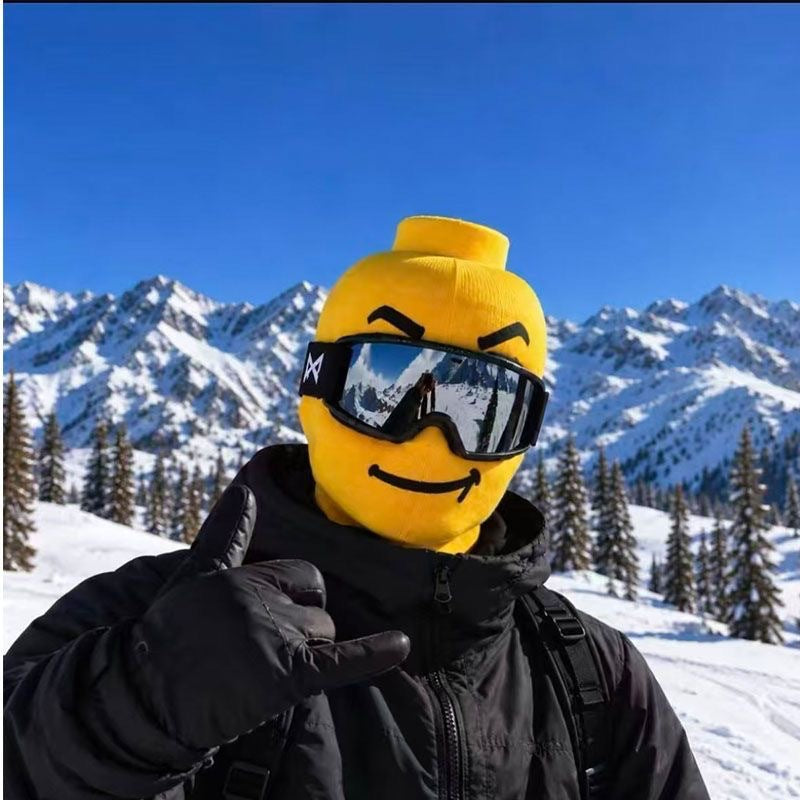๐ฅLast Day 50% OFF๐Funny Yellow Block-Head Ski Mask โ Full Face Winter Balaclava for Skiing & Snowboarding