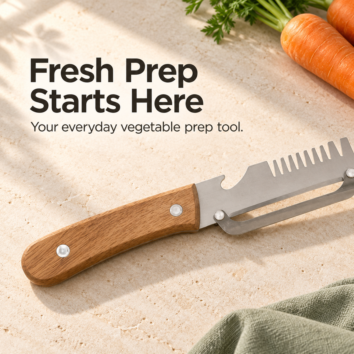 🥕 Manual Vegetable Peeler with Wood-Grain Handle — Fresh Prep Made Simple