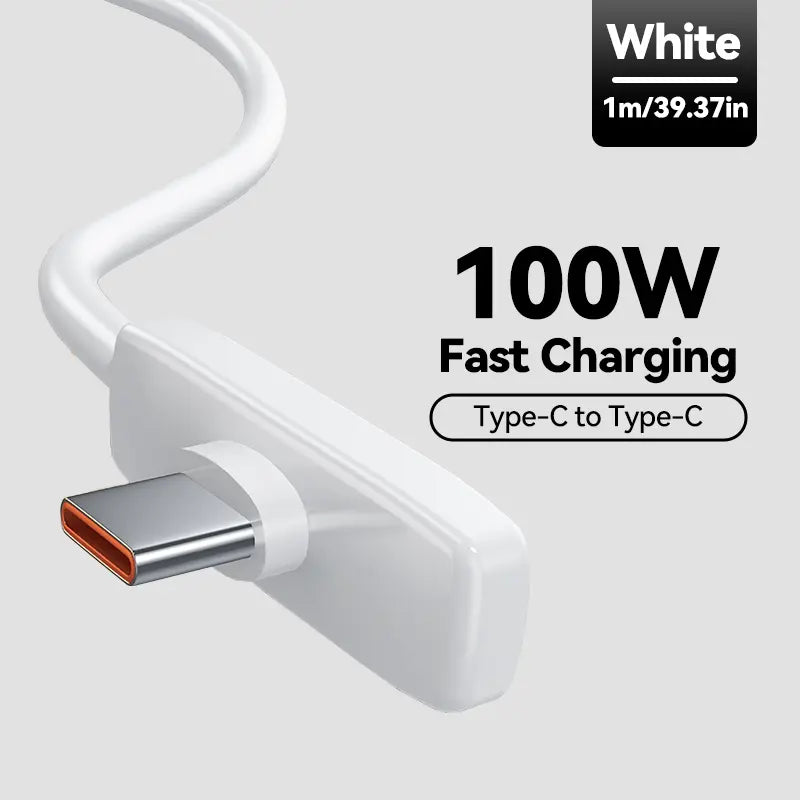 100W 90° Angle Elbow Bend Silicone USB-C Charger Cable