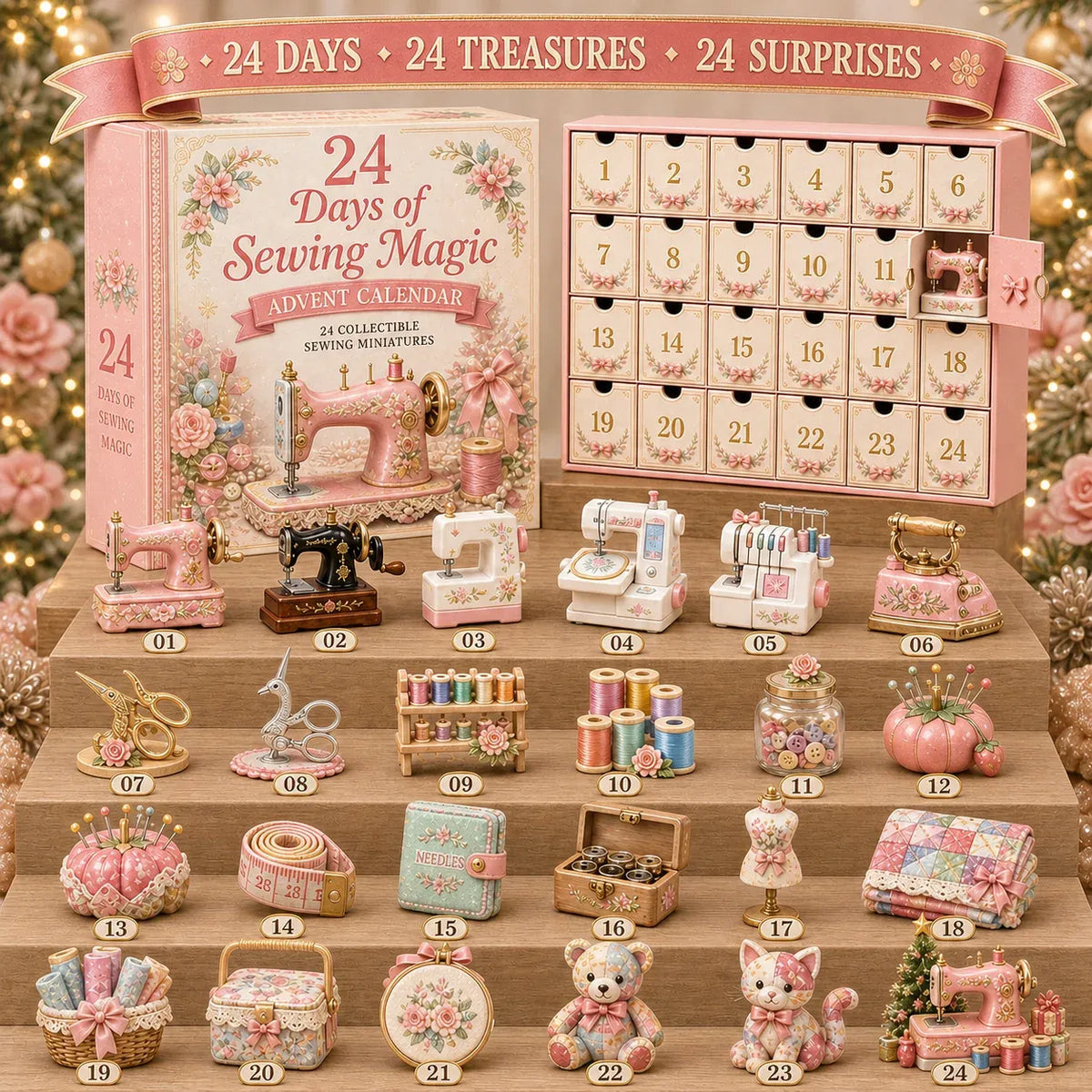 β³ Last Day 49% OFF β π§΅24 Days Of Sewing Magic Advent Calendar | 24 Sewing-Inspired Miniatures for Craft Lovers, Quilters & Handmade Enthusiasts π