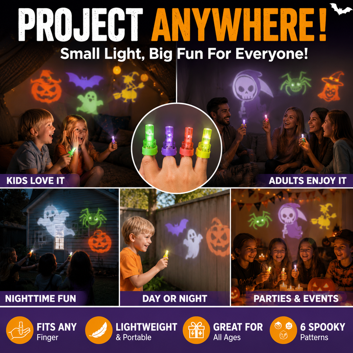 π Spooky Pattern Finger Projector Lights (36 Pcs)