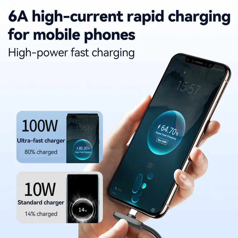100W 90° Angle Elbow Bend Silicone USB-C Charger Cable