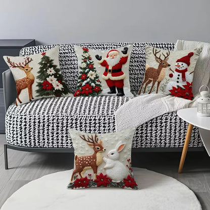 🎄Set of 4 Neutral Square Christmas Decorative Throw Pillows
