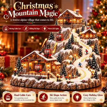 🔥 LAST DAY 49% OFF 🔥 Animated Christmas Mountain Cable Car Village™ – Lighted Alpine Ski Resort Scene with Moving Gondolas & Cozy Holiday Chalets ✨