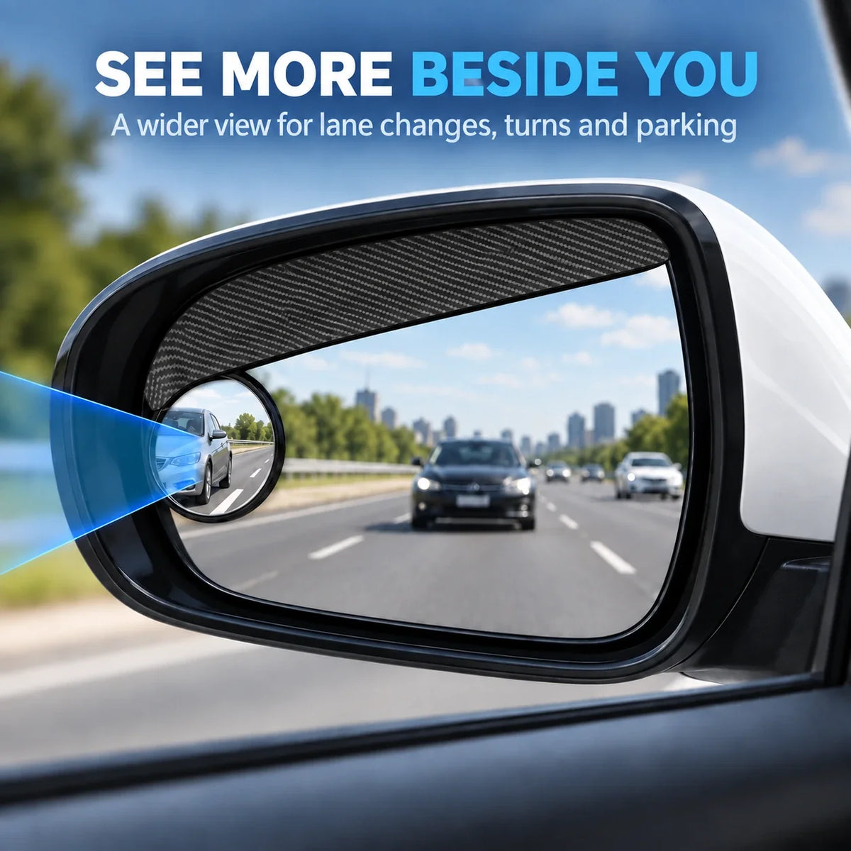 Car Rearview Mirror Rain Visor with Adjustable Blind Spot Mirror