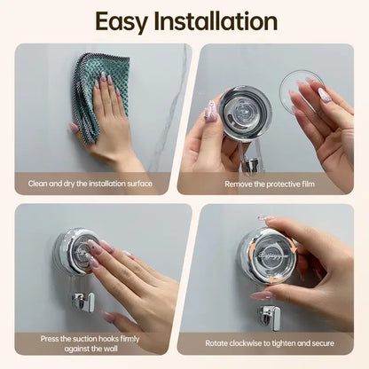 ABS Reusable Suction Hooks & Rails - No Nails No Holes, No Tools/Drill Required