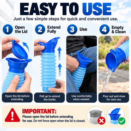 🚗 750ml Retractable Emergency Urinal – Portable Travel & Camping Toilet
