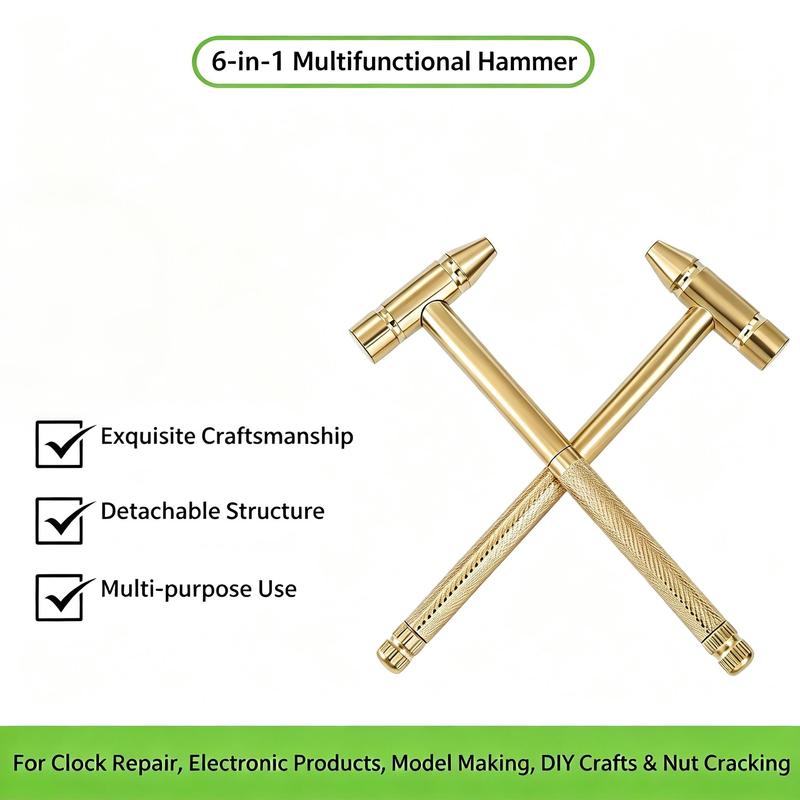 6-in-1 Mini Multi-Tool Hammer & Screwdriver Set – Compact Gold Hand Tool