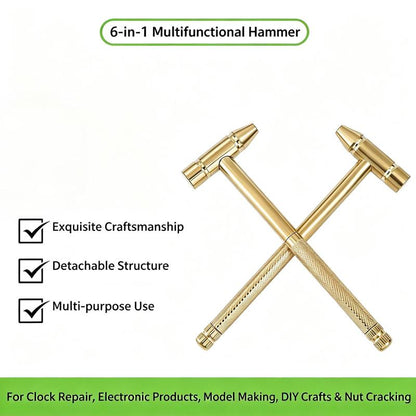6-in-1 Mini Multi-Tool Hammer & Screwdriver Set – Compact Gold Hand Tool