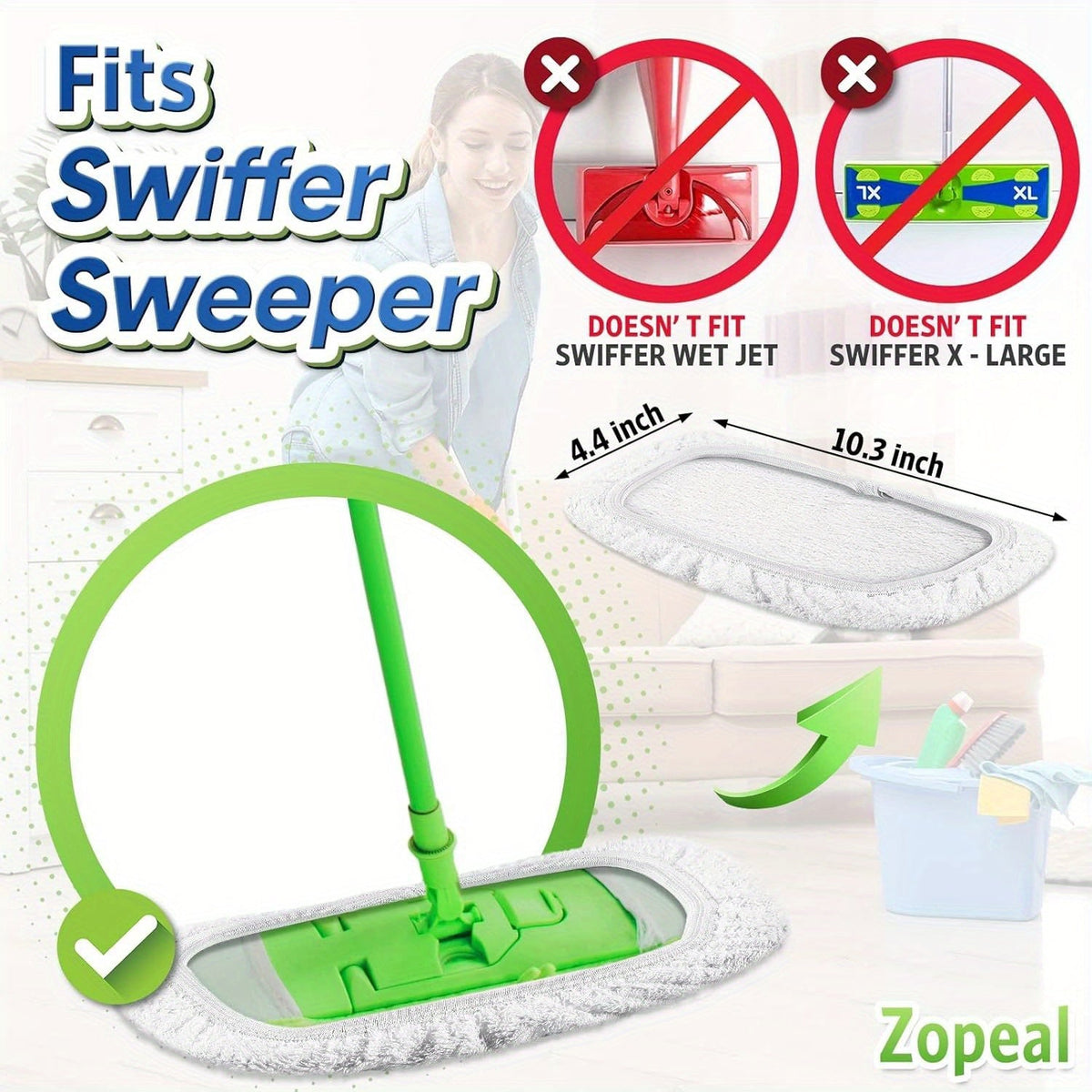8Pcs  Microfiber Mop Pads compatible with Swiffer Sweeper
