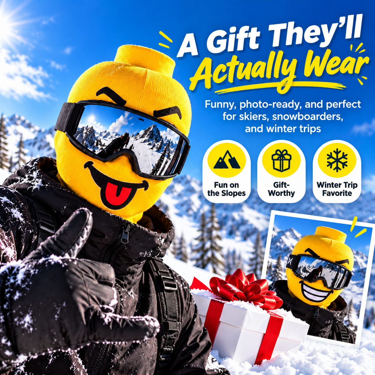🔥Last Day 50% OFF🏂Funny Yellow Block-Head Ski Mask – Full Face Winter Balaclava for Skiing & Snowboarding