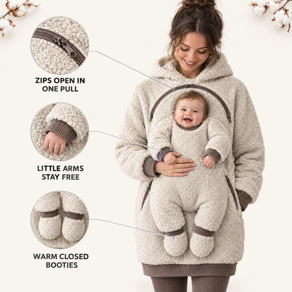 🧸2-in-1 Mom Baby Carrier Hoodie | Sherpa Fleece Warm Coat, Free Your Hands🤱