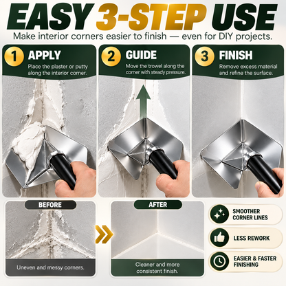 🏠 Corner Finishing Trowel – Stainless Steel Plaster & Putty Tool for Interior Wall Corners
