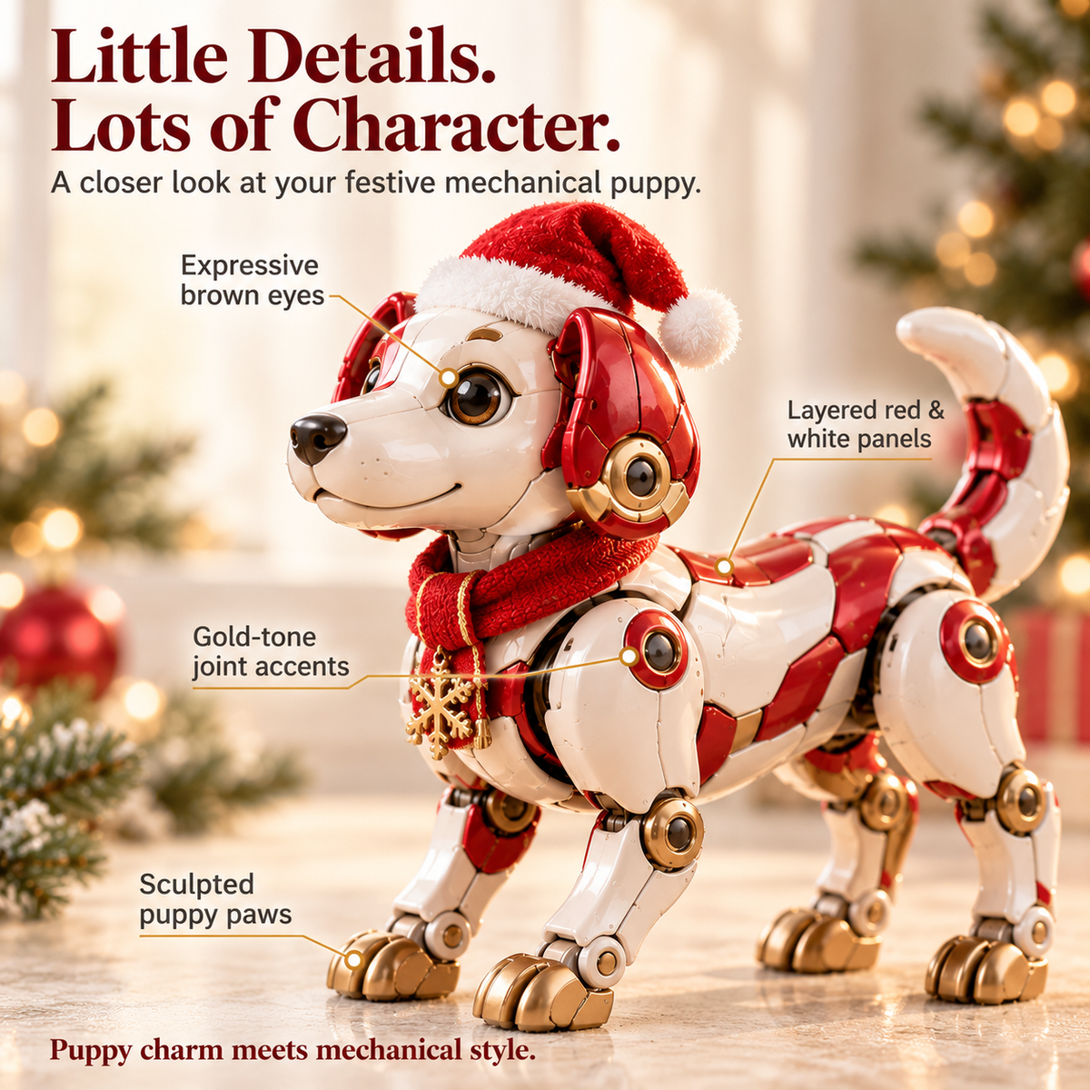 🎄 2-in-1 Christmas Puppy Transformer – Egg-to-Dog Figure with Festive Red & Gold Details 🎁