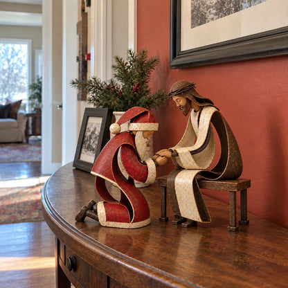 🔥🙏The True Spirit of Christmas – Santa & Jesus Figurine
