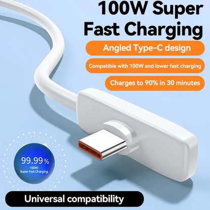 100W 90° Angle Elbow Bend Silicone USB-C Charger Cable
