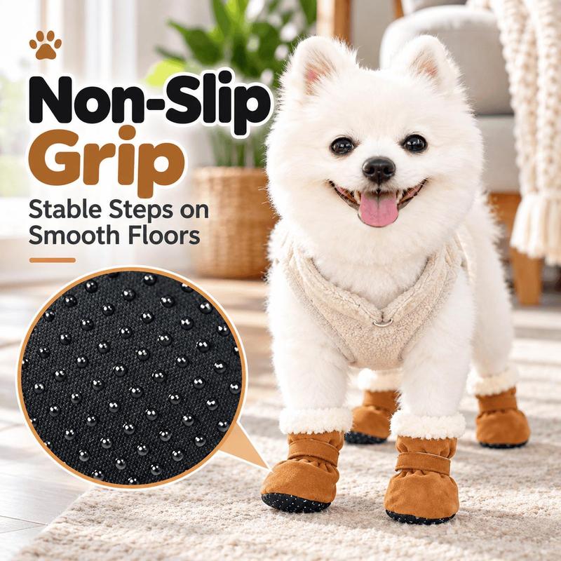 Soft Velvet Dog Booties – Warm, Non-Slip Paw Covers for Small Dogs