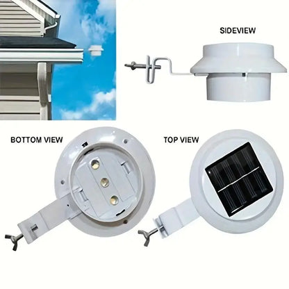 Solar Outdoor LED Gutter Lights, Adjustable Water-Resistant Smart Light Control Sensor Lamp