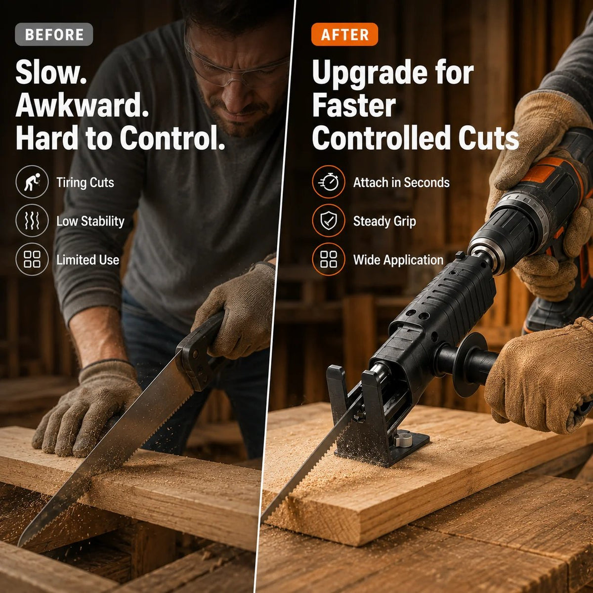 Reciprocating Saw Attachment for Drill