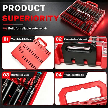 💯🔧55Pcs Magnetic impact Nut Driver Set, SAE & Metric, 1/4' Hex Shank Impact Ready
