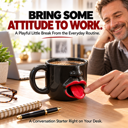 Funny 3D Face Ceramic Coffee Mug with Wobbly Tongue – Unique Novelty Gift