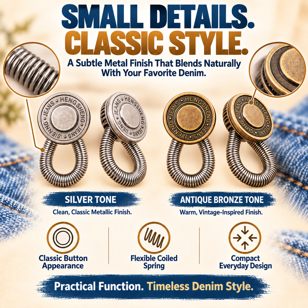 No-Sew Elastic Waist Button Extenders – Stretchable Jeans Waistband Adjusters for a Comfortable Fit