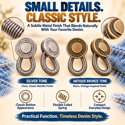 No-Sew Elastic Waist Button Extenders – Stretchable Jeans Waistband Adjusters for a Comfortable Fit