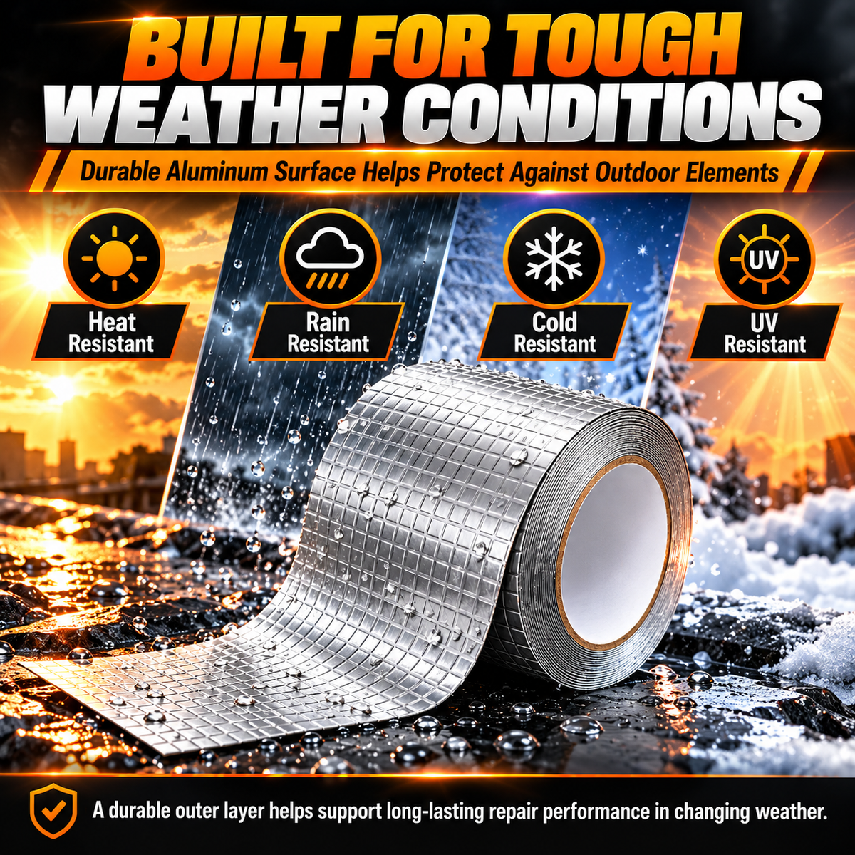 Waterproof Butyl Sealing Tape – Heavy-Duty Aluminum Foil Leak Repair Tape for Roofs, Pipes & RVs