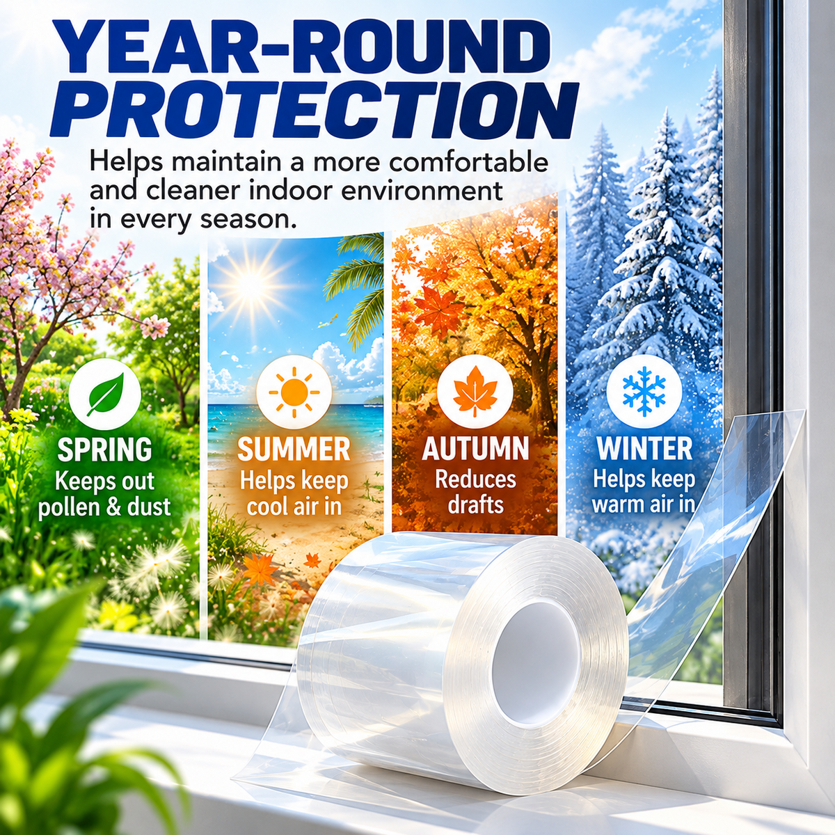 Transparent Waterproof Sealing Tape – Self-Adhesive Weatherproof Tape for Windows, Doors & Draft Protection