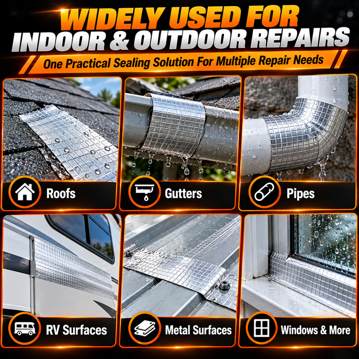Waterproof Butyl Sealing Tape – Heavy-Duty Aluminum Foil Leak Repair Tape for Roofs, Pipes & RVs