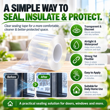 Transparent Waterproof Sealing Tape – Self-Adhesive Weatherproof Tape for Windows, Doors & Draft Protection