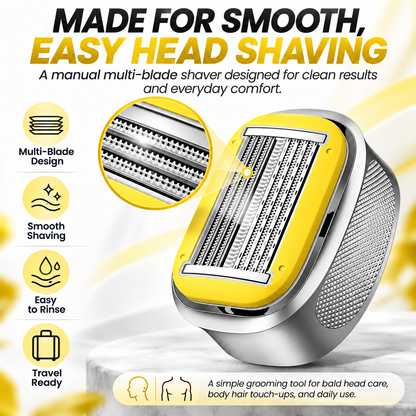 Men's Manual Bald Head Shaver – 8-Blade Razor for Smooth, Comfortable Head & Body Grooming