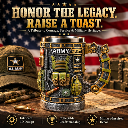 Military 3D Collectible Mug – Resin & Stainless Steel Tankard
