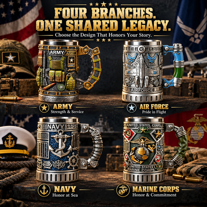 Military 3D Collectible Mug – Resin & Stainless Steel Tankard