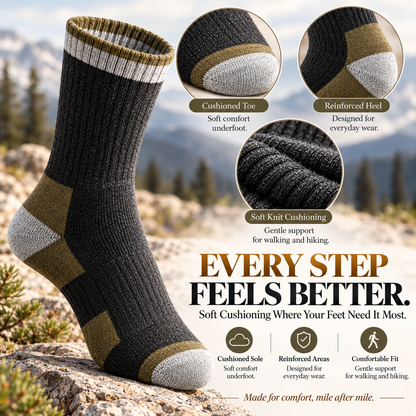 Merino Wool Hiking Socks – Thick Cushioned Thermal Socks for Winter Warmth & Everyday Comfort