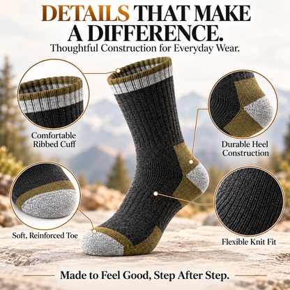 Merino Wool Hiking Socks – Thick Cushioned Thermal Socks for Winter Warmth & Everyday Comfort
