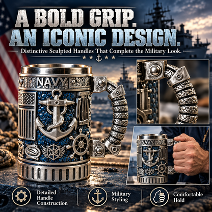 Military 3D Collectible Mug – Resin & Stainless Steel Tankard